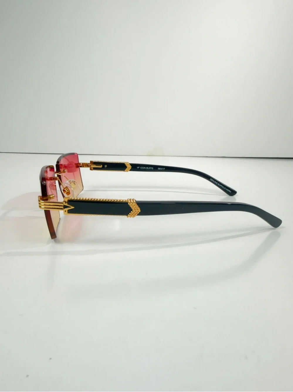 Vintage Frames Co Icon Buffs Sunglasses 24KT Gold Black Buffalo Horn 1/100 Set